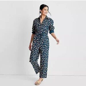Future Collective™ - Floral Print Long Sleeve Zip-Front Boiler Suit
